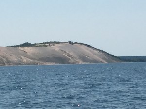 Sleeping Bear Sand Dunes from a 3/4 of a mile out.  We could see folks running down and climbing back up.