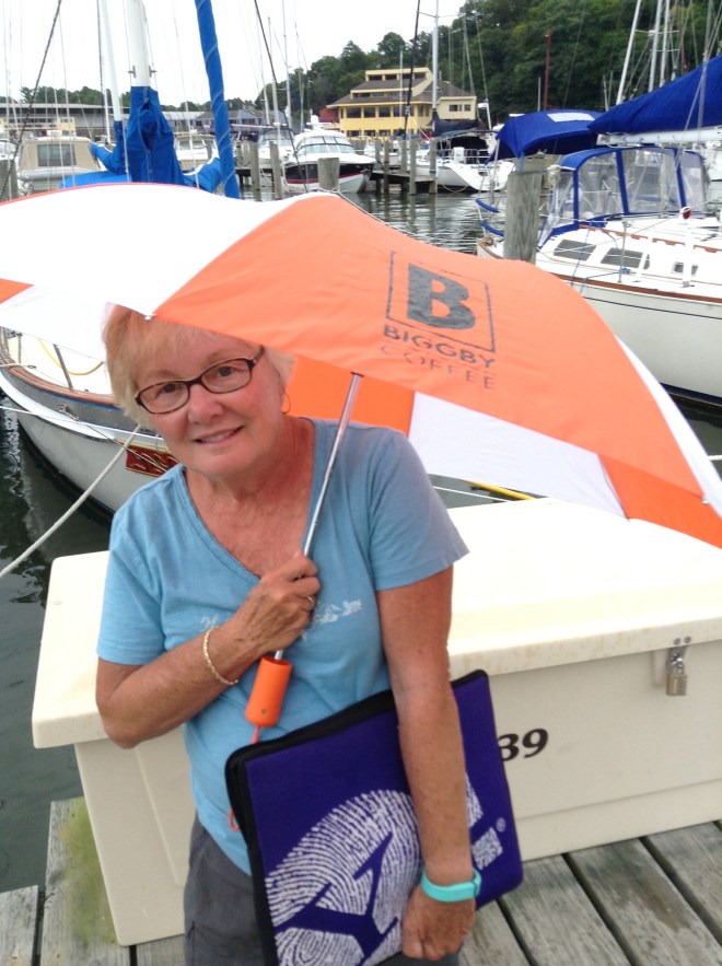 Me headed to an Internet connection to blog.