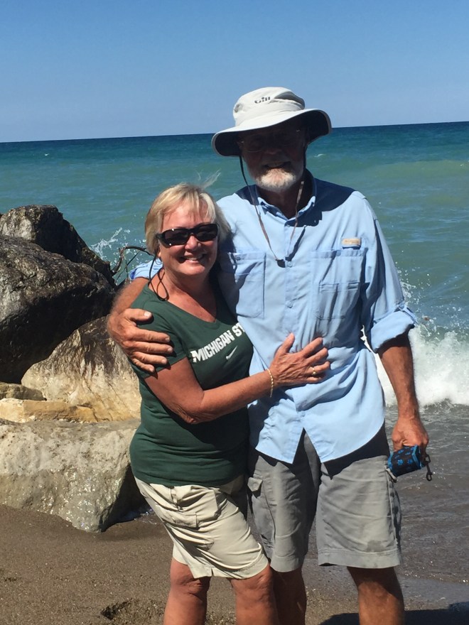 Playing on the west Lake Michigan shore