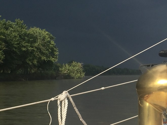 Waiting at anchor for the storm that didn't happen. The cool off was a relief! 